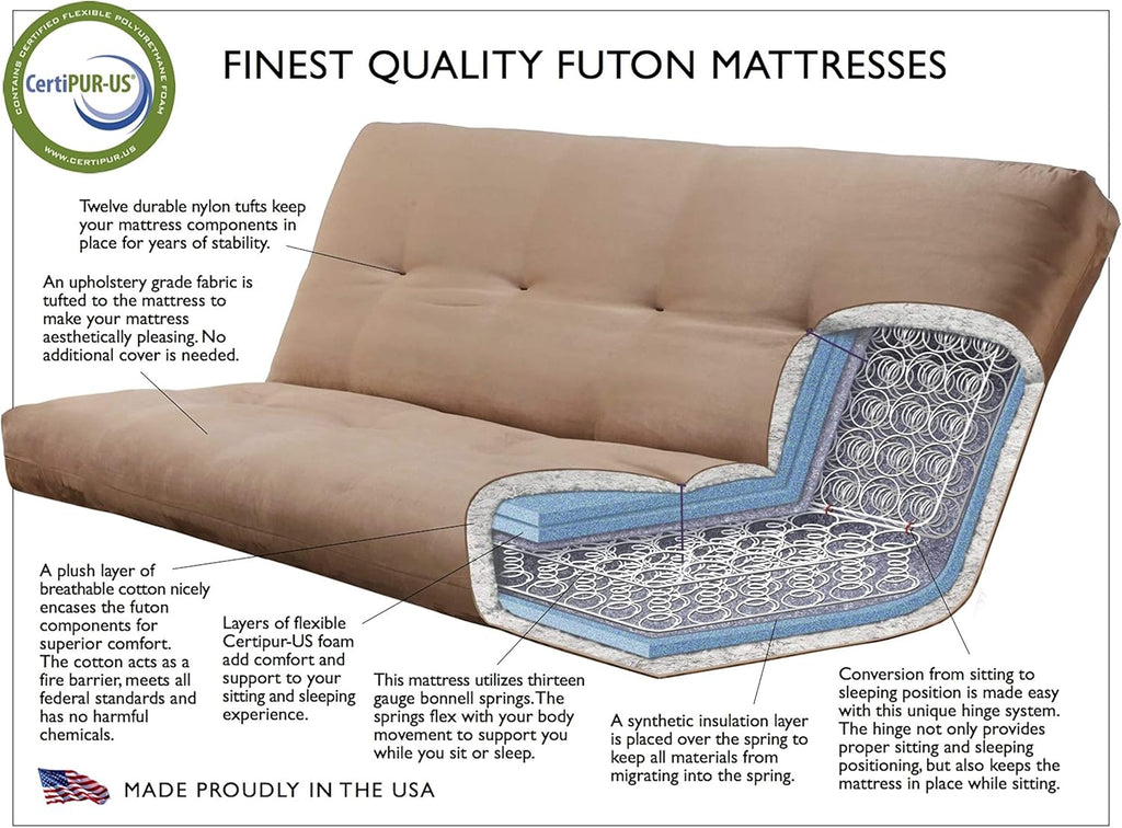 Full Size Futon in Espresso Finish, Linen Charcoal K208