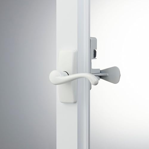 Door Lever with Deadbolt Lock for Storm and Screen Doors, Satin Nickel (2-Piece Set) I1636