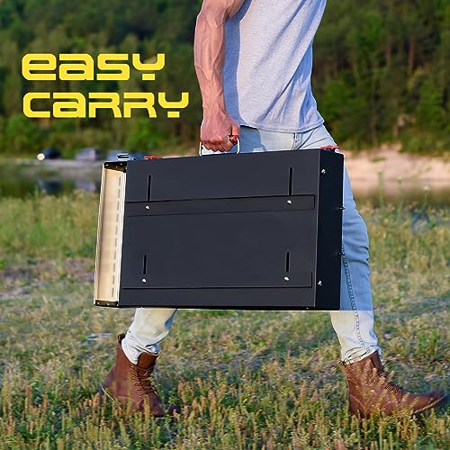 Portable Grill Table with Double-Shelf for Outdoor Prep, Folding Stand, Stainless Steel B81928