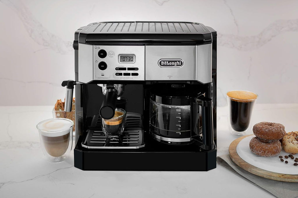 All-in-One Coffee Maker & Espresso Machine with Milk Frother, 10-Cup Glass Pot Y85027