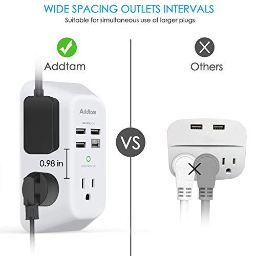 USB Wall Charger Surge Protector, 5 Outlet Extender with 4 USB Ports Y6391