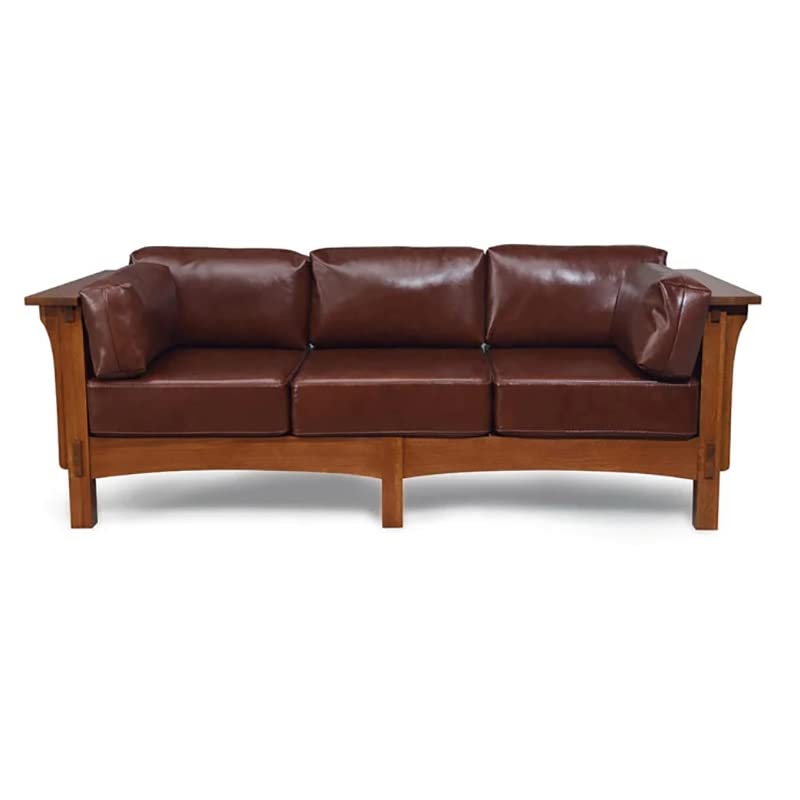 Quarter Sawn White Oak Sofa with Leather Cushions U175563