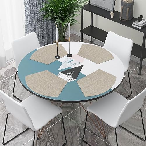 Round Table Placemats Set of 4 Non Slip Heat Resistant Woven Vinyl Metallic Golden U3114