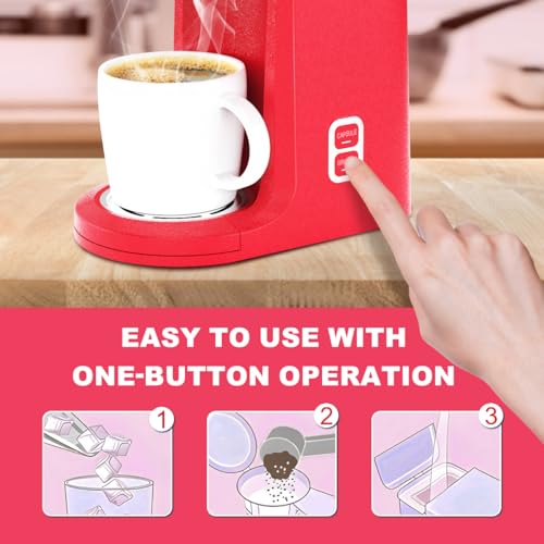 Single Serve Coffee Maker for Capsule and Ground Coffee, Self-Cleaning, 8-14 oz E18184
