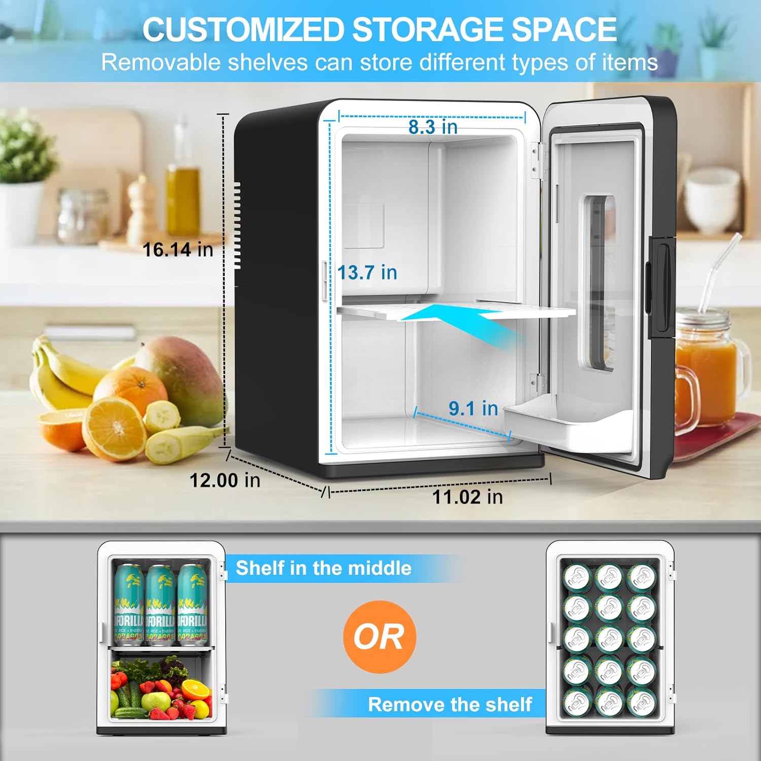 15 Liter Mini Fridge for Bedroom, Office, Car, Thermoelectric Cooler and Warmer S2350