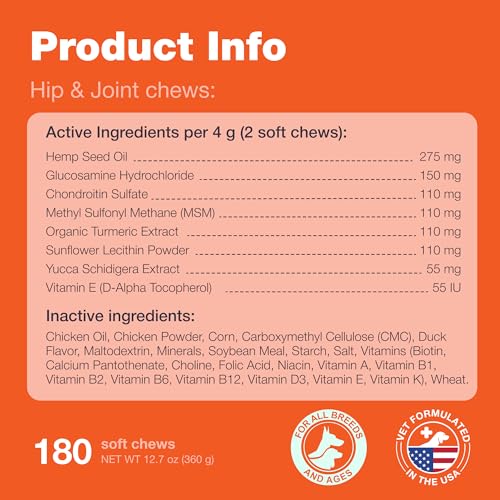 Glucosamine Chondroitin Dog Chews with MSM for Hip and Joint Health D5560