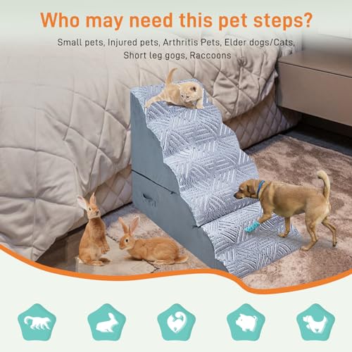 Dog Stairs for Small Dogs, Non-Slip for High Beds, Black N669