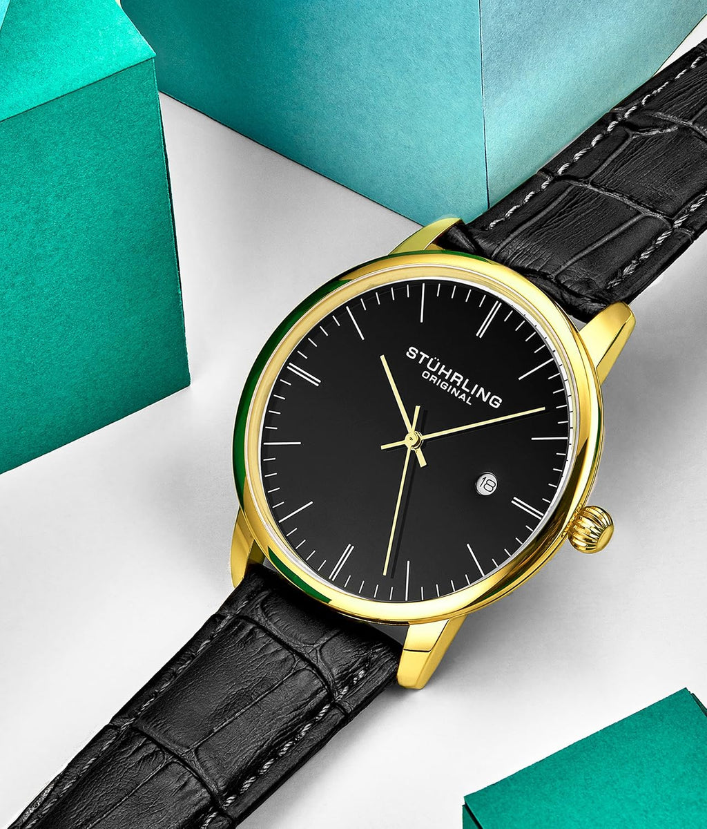 Men's Watch with Calfskin Leather Strap, Analog Dial with Date Q172039