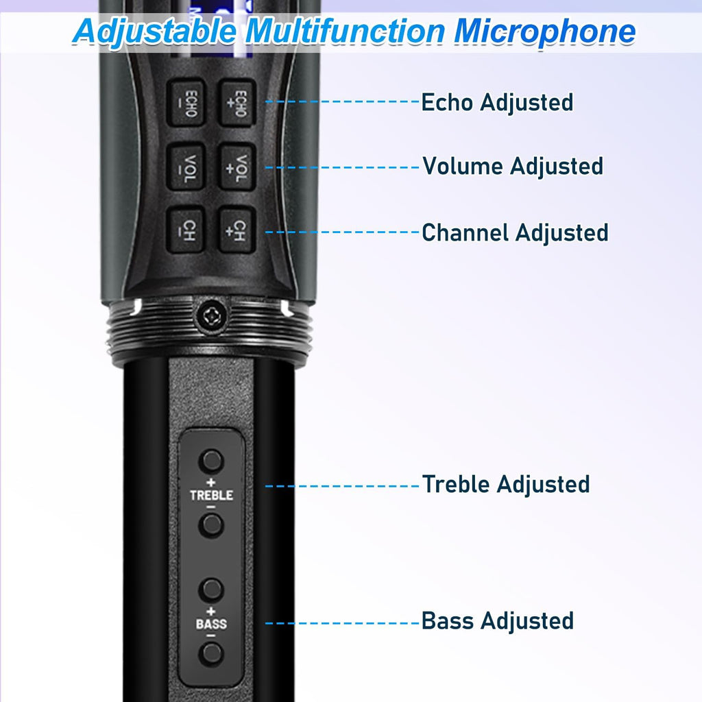 Wireless Karaoke Microphone System with Bluetooth Receiver, UHF 200 ft Range X8065