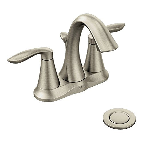 Moen Eva Oil-Rubbed Bronze Two-Handle Centerset Lavatory Faucet with Drain Assembly, Sink Faucet Bathroom 3-Hole for Standard 4-inch Countertop Setup, 6410ORB