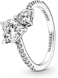 Pandora Double Heart Sparkling Ring - Sterling Silver Ring for Women - Gift for Her - Sterling Silver with Clear Cubic Zirconia - Size 7.5