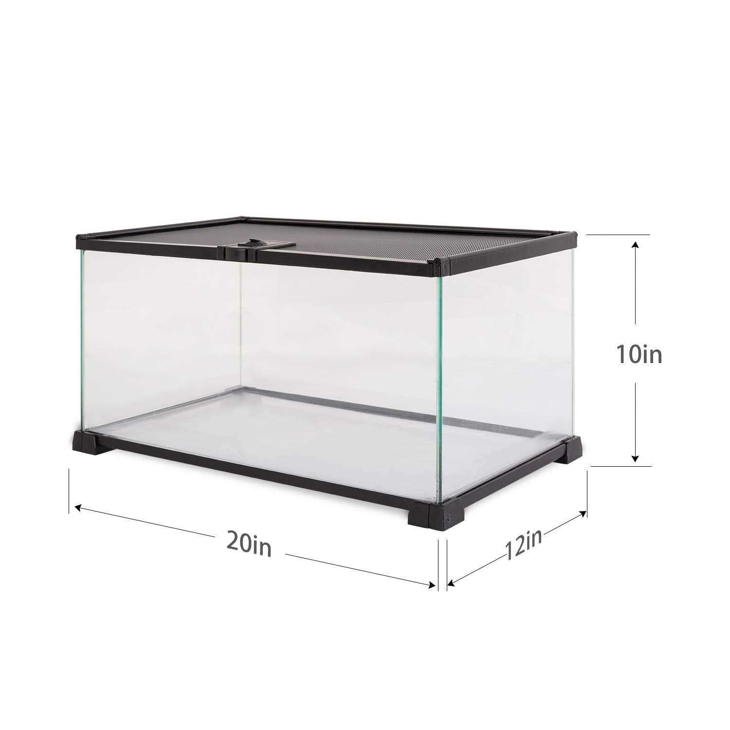 10 Gallon Reptile Tank Glass Terrarium with Sliding Screen Top U238