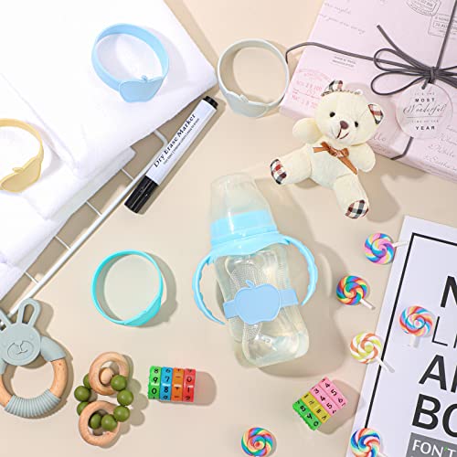 16 Pcs Reusable Waterproof Silicone Baby Bottle Name Labels with Dry Erase Marker O6893