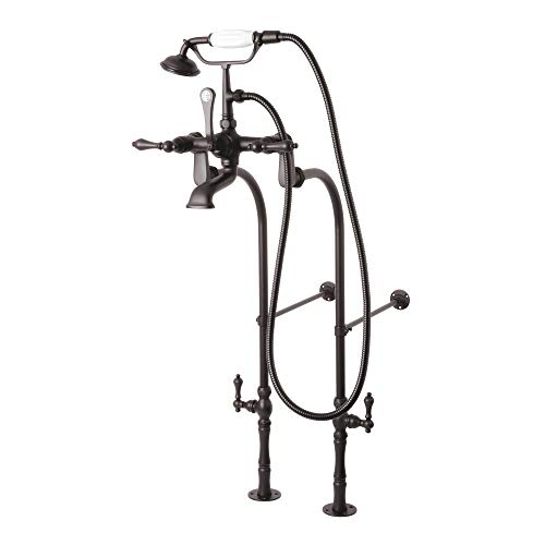 Kingston Brass CCK104T1 Vintage Tub Filler Combo with Lever Handle and Supply Lines, Polished Chrome