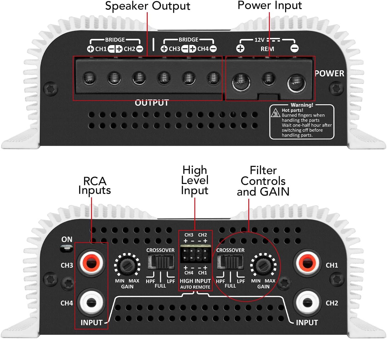Compact 4 Channel 440 Watt Amplifier B525