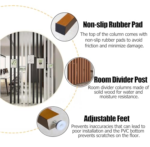 Wall Partition Room Divider Floor to Ceiling Wooden Post P9959