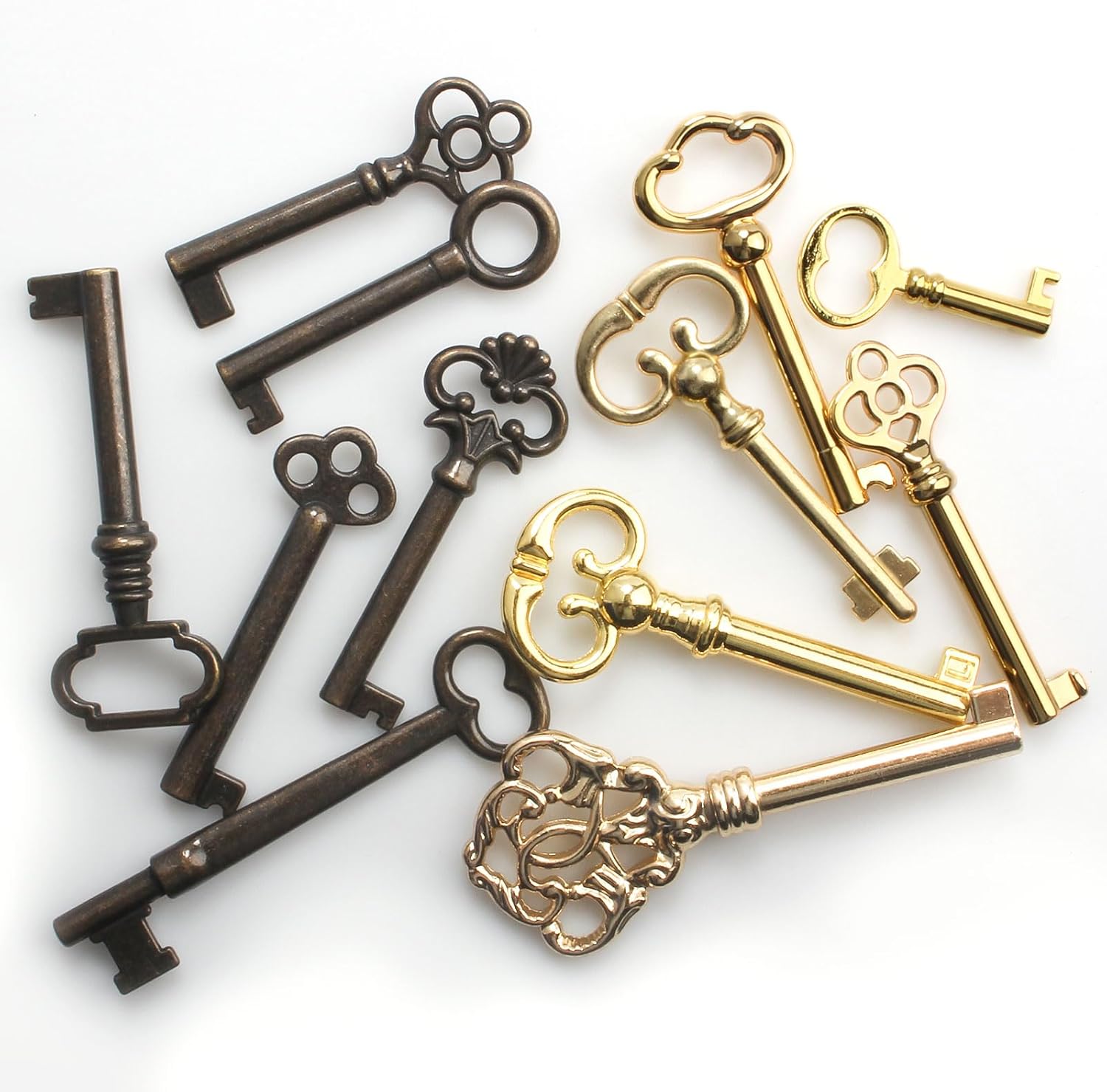 12-Key Universal Replacement Skeleton Keys Kit for Antique Furniture and Cabinets P6804