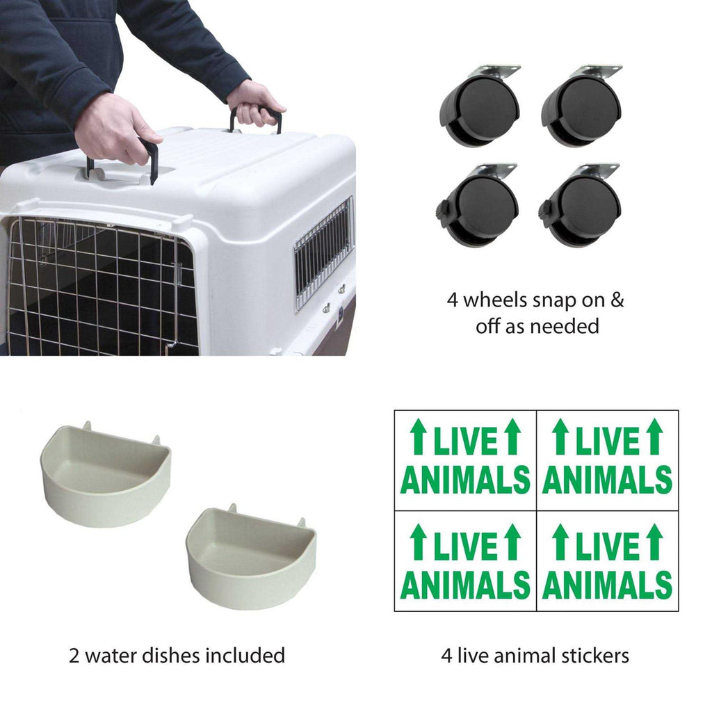 Plastic Rolling Dog Crate with Wire Door G772