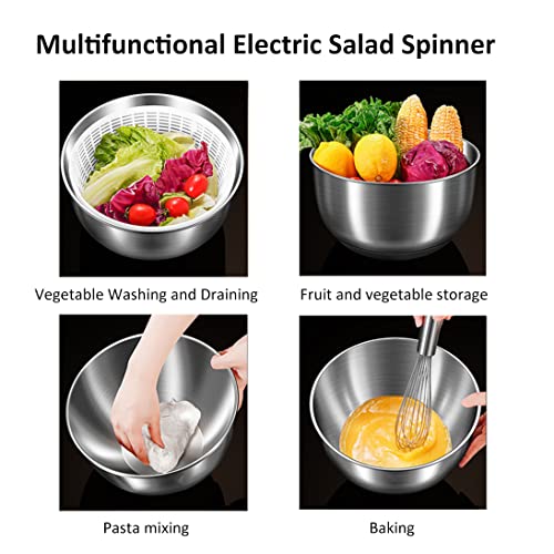 Automatic Electric Salad Spinner, 5L Type-C Rechargeable, Stainless Steel G75686