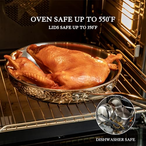 Hammered Stainless Steel Cookware Set, 5 Piece, Oven Safe N830
