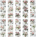 WANDIC 10 Sheets Rub On Transfer Stickers, Vintage Pink Rose Decals Fashionable Waterproof Transfers for Furniture Table Water Bottle DIY Craft, 11.8 * 3.9in