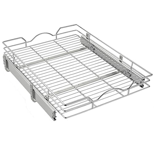 Pull Out Cabinet Organizer for Kitchen, 11" W x 21" D, Chrome Finish G693