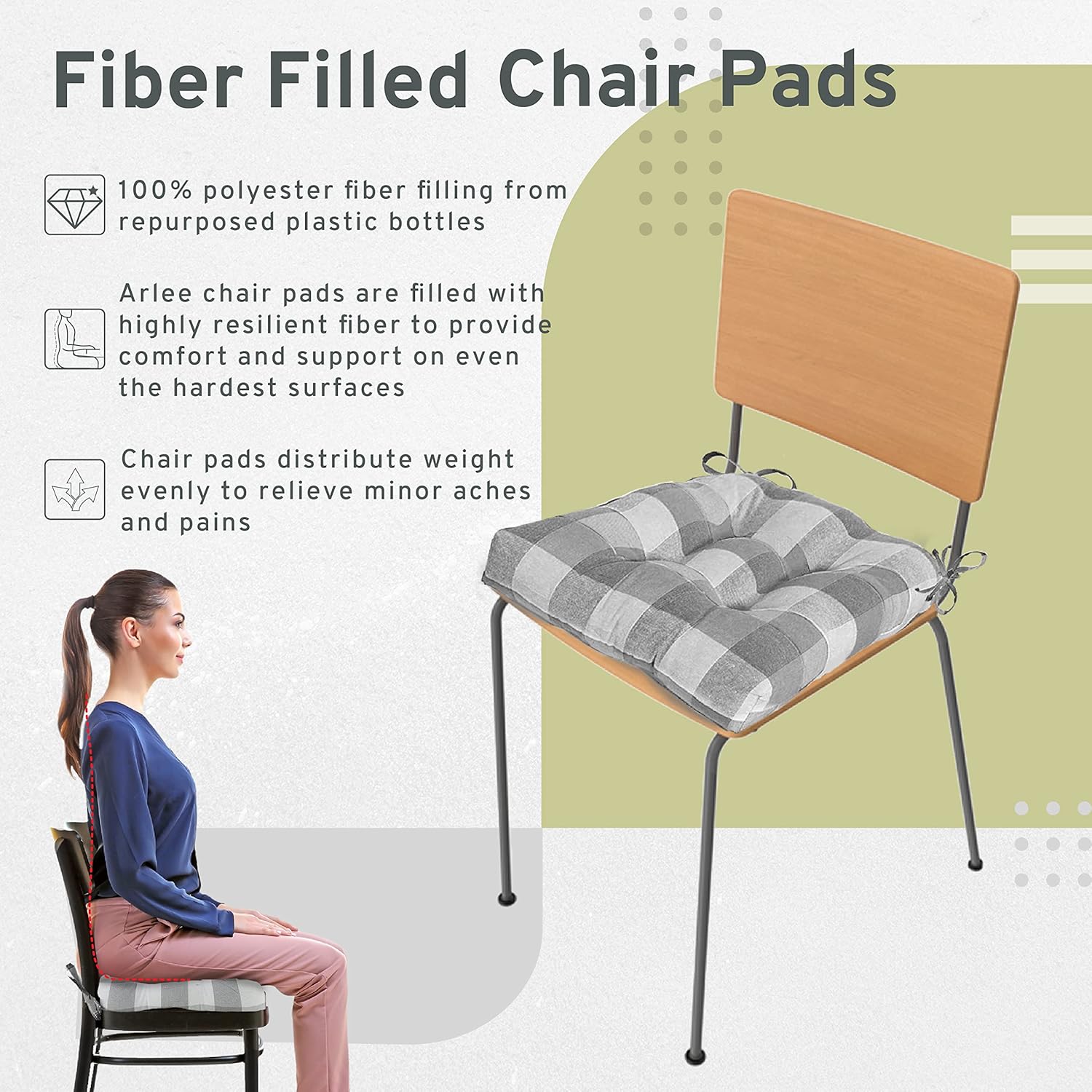 Chair Pads with Tiebacks, Gray, Set of 4 O162
