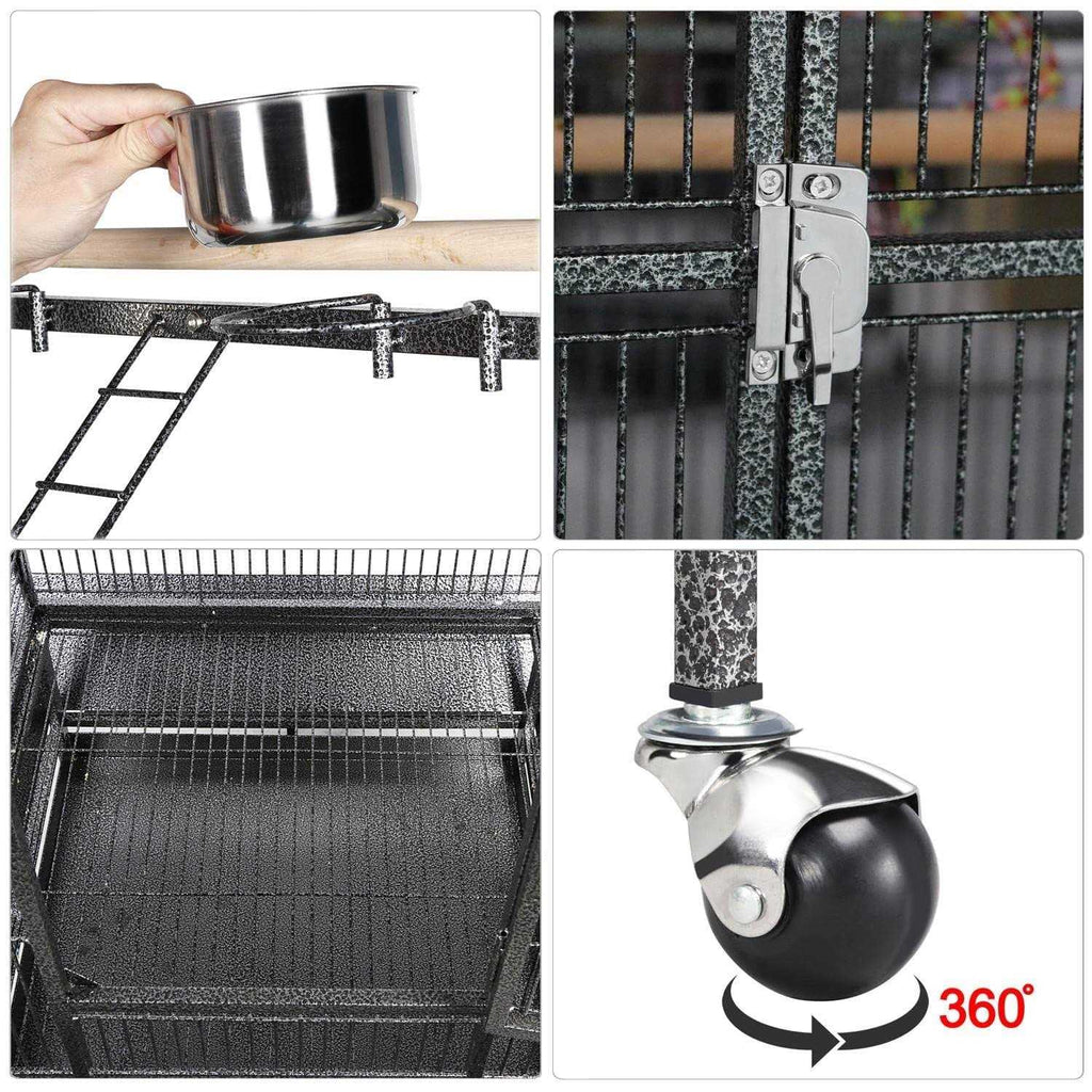 Wrought Iron Rolling Large Parrot Bird Cage for African Grey Small Quaker R879849