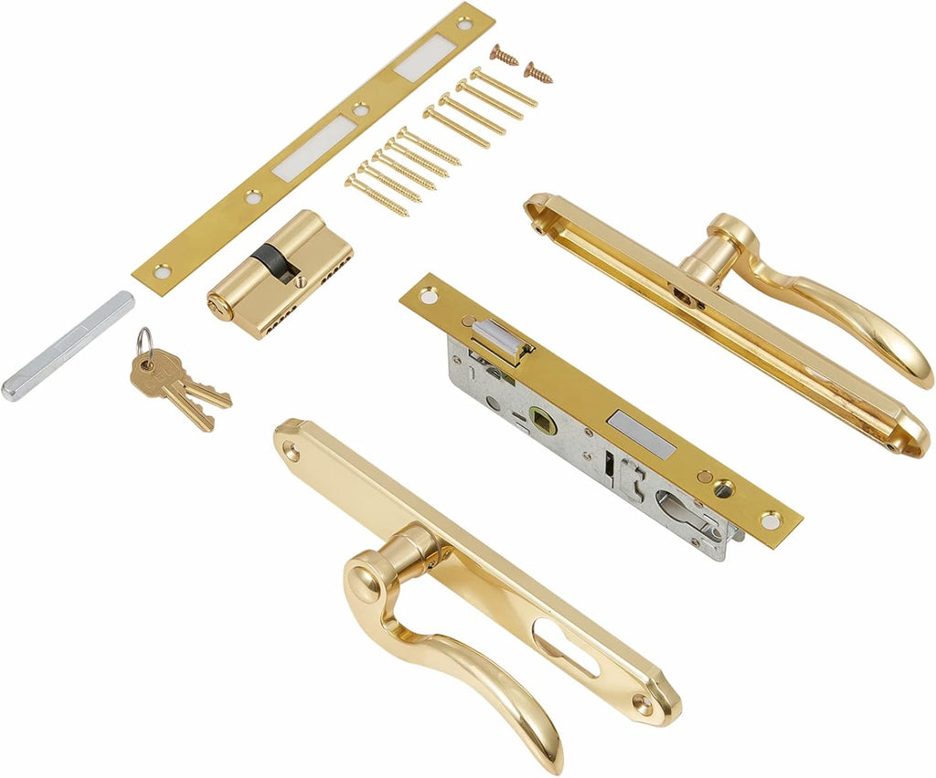 Solid Brass Lever Handle Mortise Lock Set for Screen/Storm Door Replacement, Left-Hinged Outswing, 1 or 1.38 in. Thickness F288848