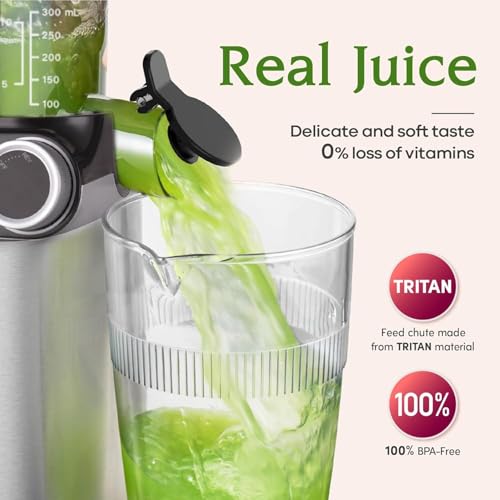 Cold Press Juicer, 200W Slow Masticating Juicer with Large Feed Chute N591