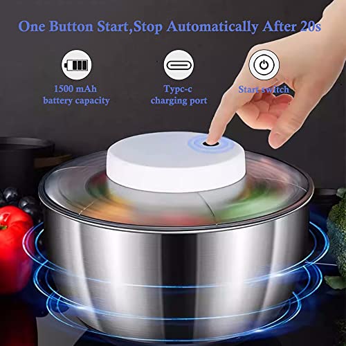 Automatic Electric Salad Spinner, 5L Type-C Rechargeable, Stainless Steel G75686