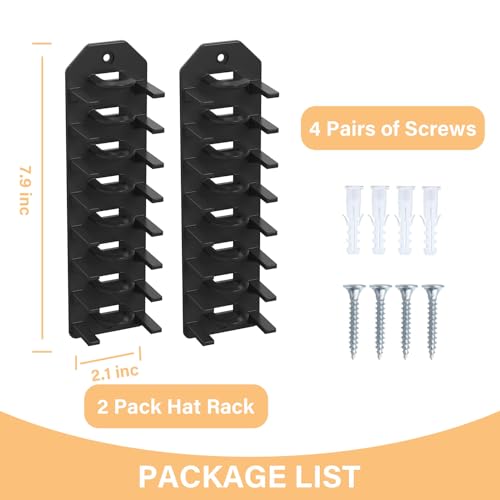 Hat Organizer for Baseball Caps, Wall Mounted, Holds 16 Hats U4258