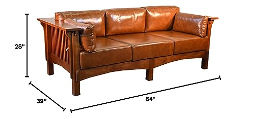 Quarter Sawn White Oak Sofa with Leather Cushions U175563