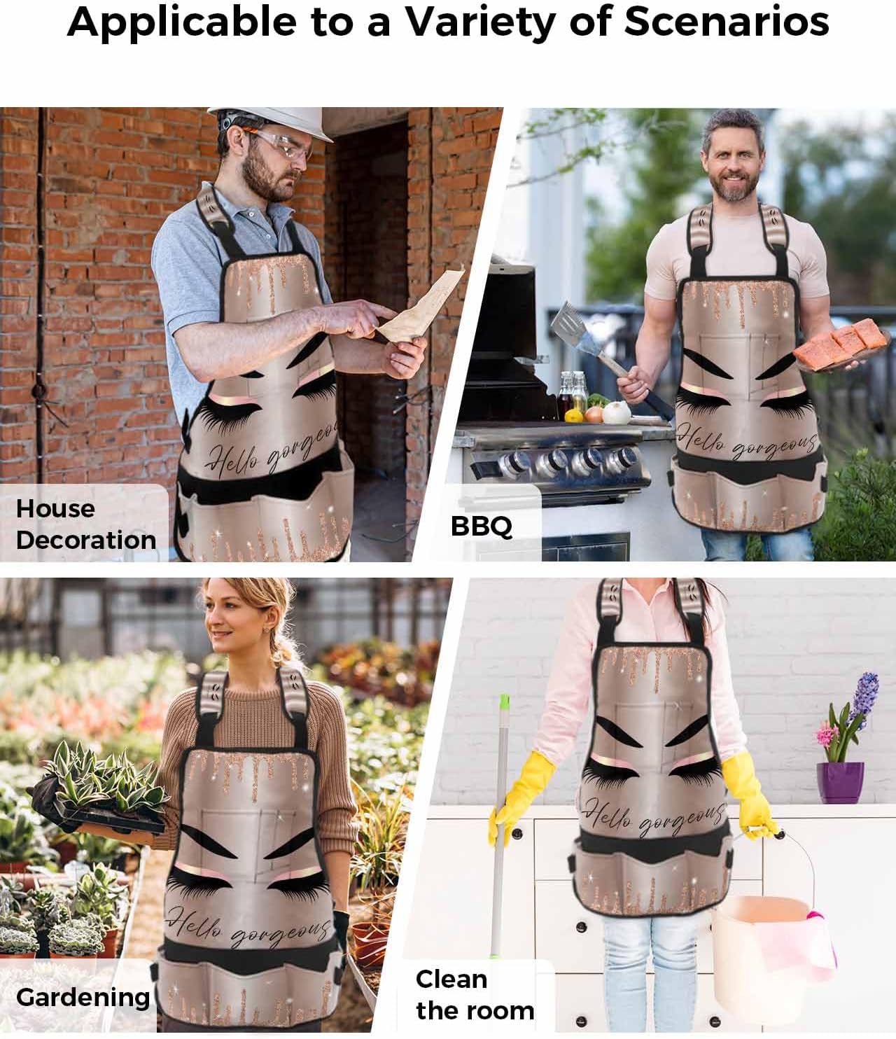 Waxed Canvas Work Apron with 16 Tool Pockets D699