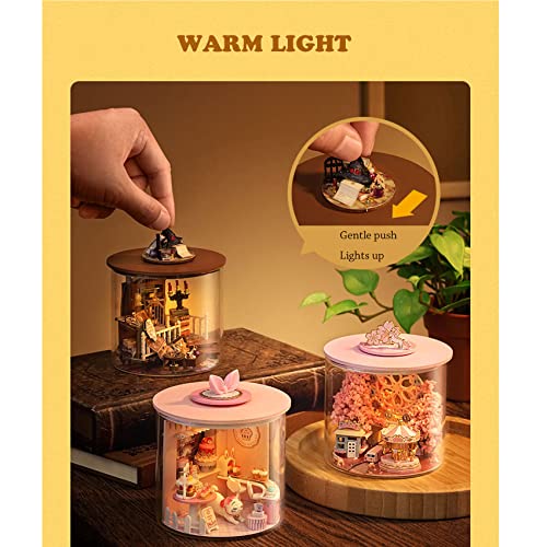 Miniature Dollhouse Kit with Bottle Light and Furniture O2342