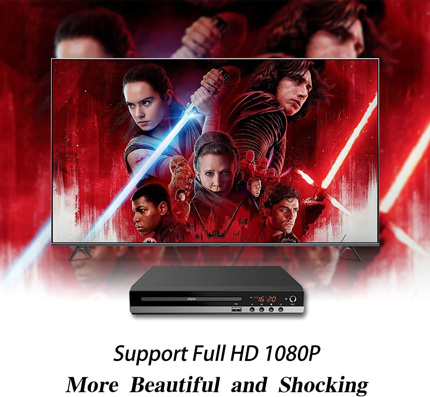 DVD Player for TV with Remote, 1080P HD, HDMI & USB Input K7012