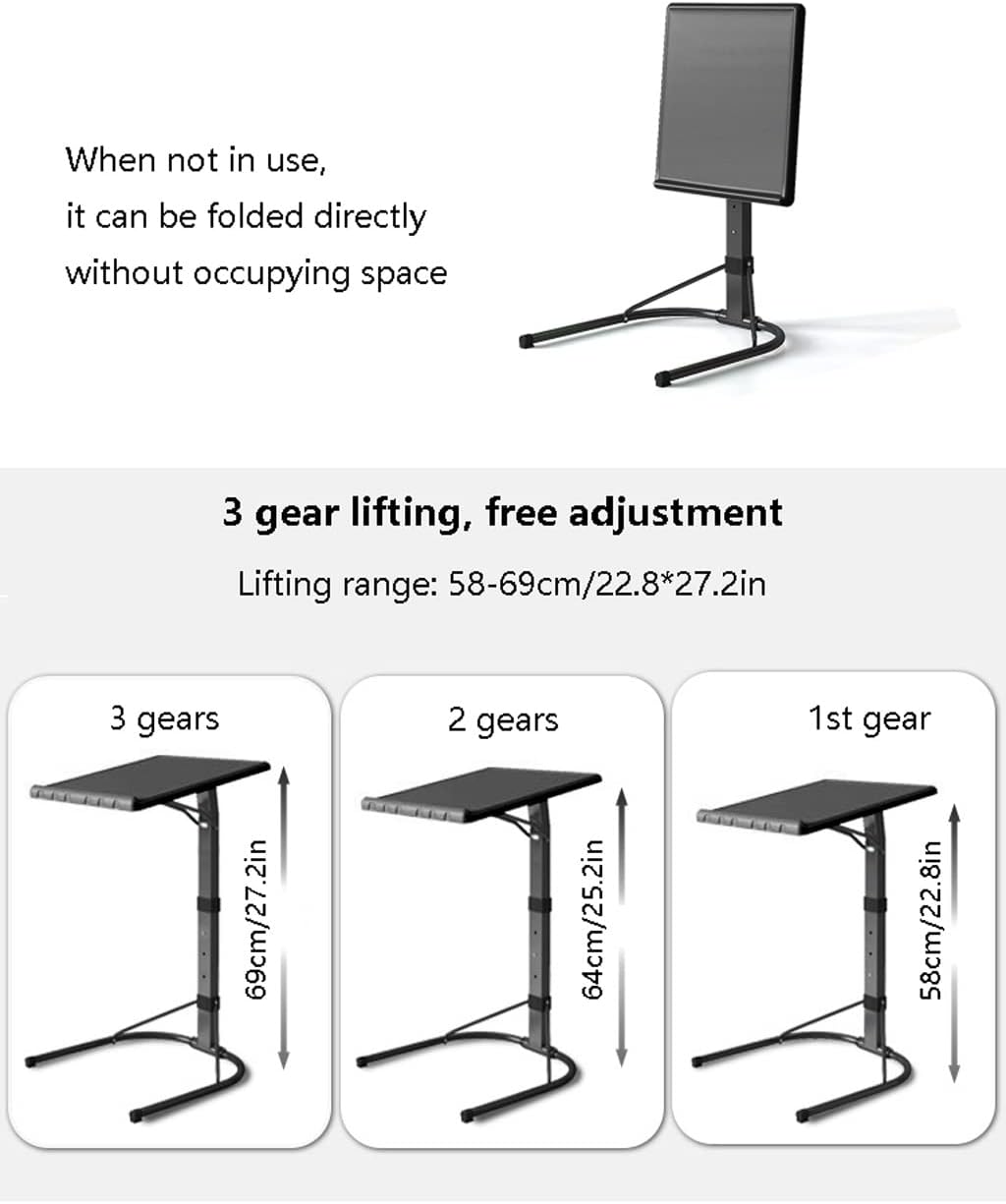 Foldable Overbed Table with Adjustable Height for Bedside Use H74569