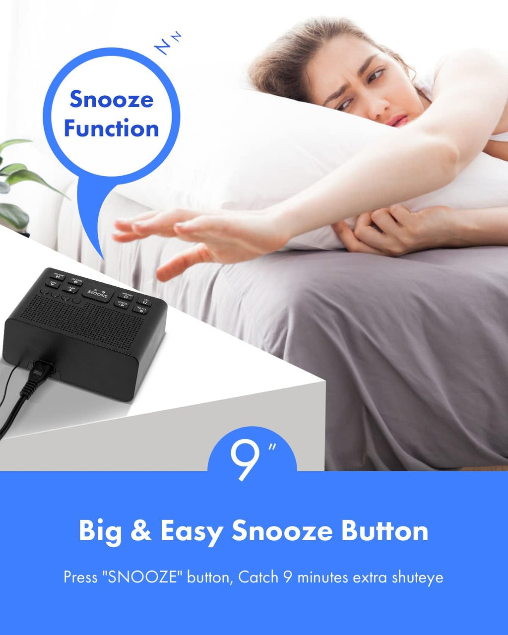LED Alarm Clock Radio with AM/FM, Dimmer and Sleep Timer U5715