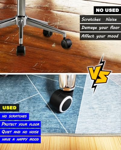 Office Chair Mat for Hardwood Floor, 36"x48", Anti-Slip, Black Blue O2806