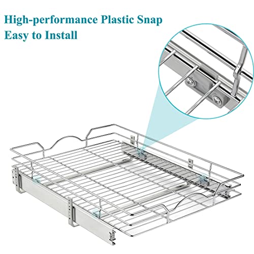 Pull Out Cabinet Organizer for Kitchen, 11" W x 21" D, Chrome Finish G693