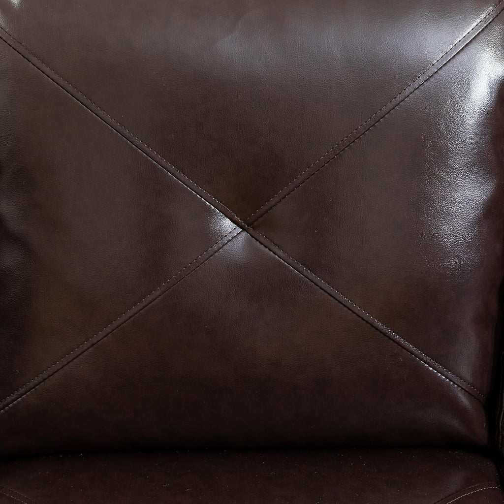L-Shaped Sectional Sofa with Chaise, Faux Leather, Brown R925652