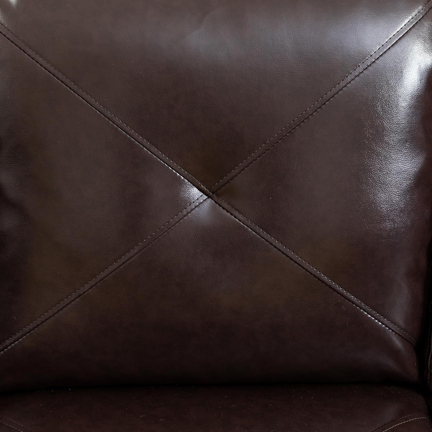 L-Shaped Sectional Sofa with Chaise, Faux Leather, Brown R925652