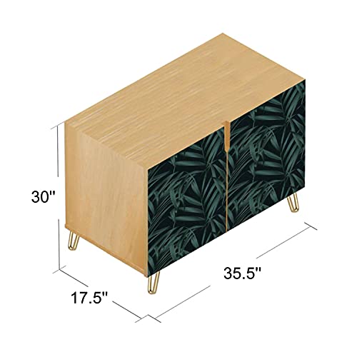 Watercolor Palm Leaf Wooden Door Accent Cabinet with Storage L2875