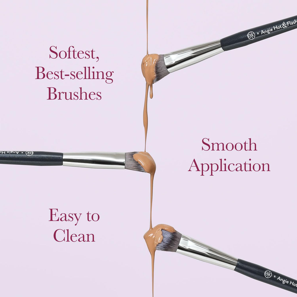 Travel Brush Set with Pouch for Foundation, Concealer, Bronzer & Blush W67589