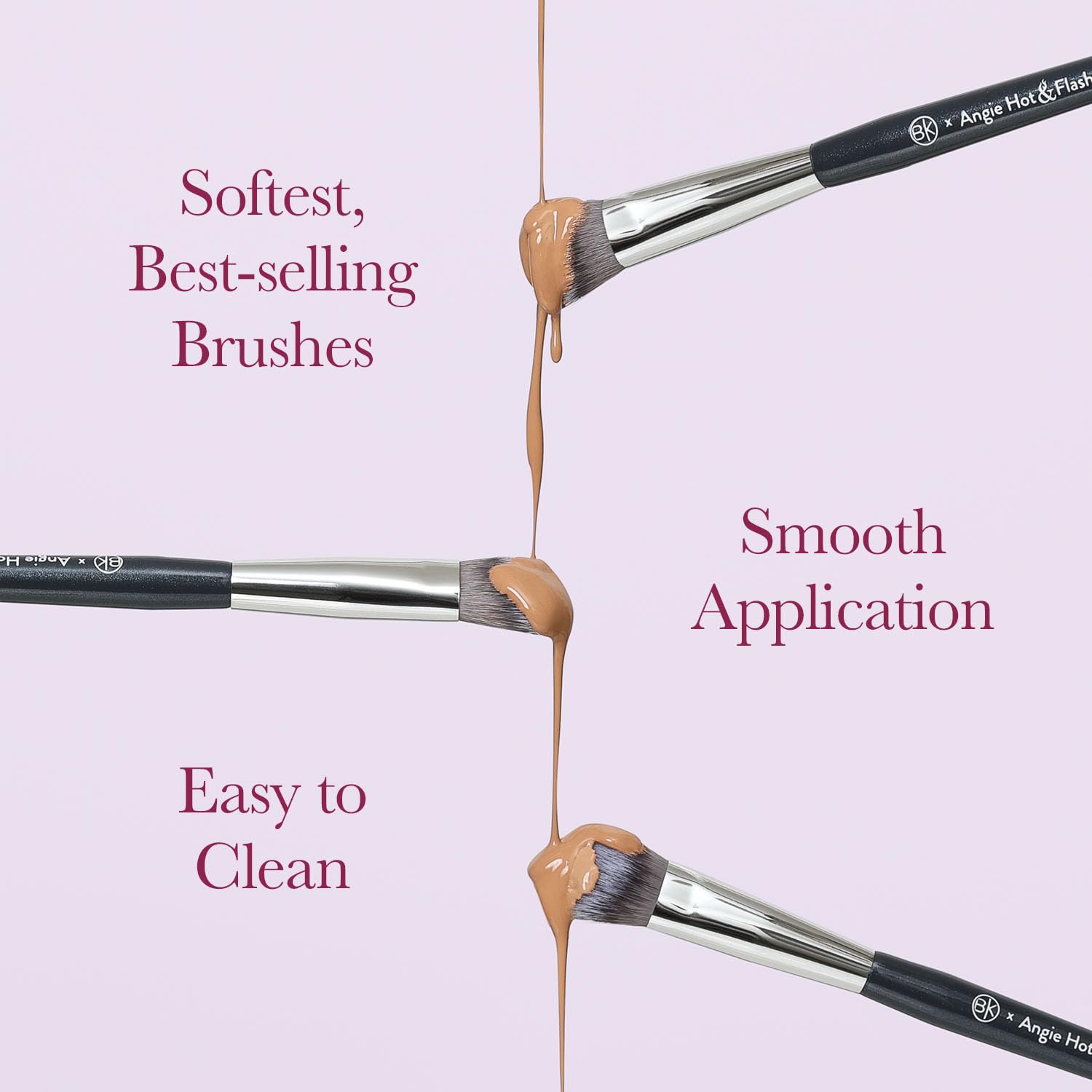 Travel Brush Set with Pouch for Foundation, Concealer, Bronzer & Blush W67589