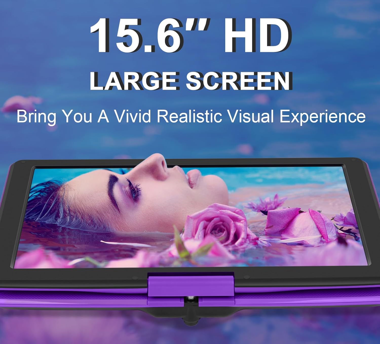 Portable DVD Player with 15.6" HD Screen, 6-Hour Battery, USB/SD Card Support K393