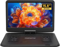 17.5” Portable DVD Player with 15.6” Large HD Screen, 6 Hours Rechargeable Battery, Dual Speakers, Region Free, Remote Control, Support Multiple Disc Formats Sync TV, USB/SD, Black