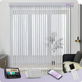 Graywind Motorized Vertical Blinds Compatible with Alexa Google Privacy Reversible Blackout Smart Vertical Blind Remote Control Track Slats Set for Home Office, Width Up to 157", Contract Color