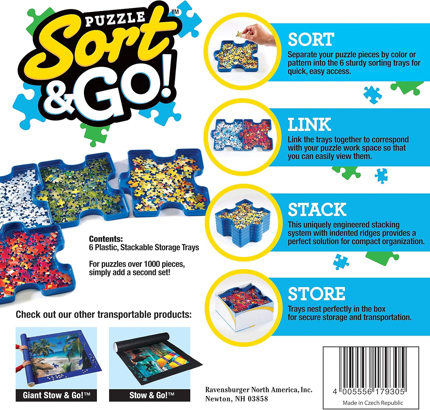 Jigsaw Puzzle Sorting Trays for 1000 Pieces, Stackable and Portable V528