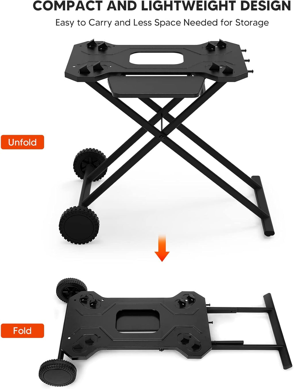 Portable Griddle Stand for 22 Inch & 17 Inch, Outdoor Fold Grill Cart with Wheel and Shelf M78912